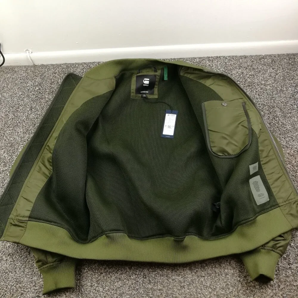 NWT G Star Raw Bomber Jacket Chest Pocket BM Full Zip Green Mens Medium $290